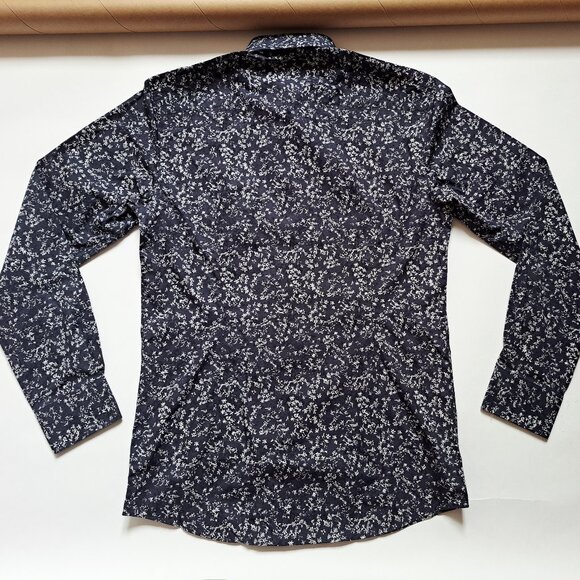 New Bruun & Stengade Men's Slim Fit Floral Button Down Navy Shirt Size 40 - Picture 8 of 16